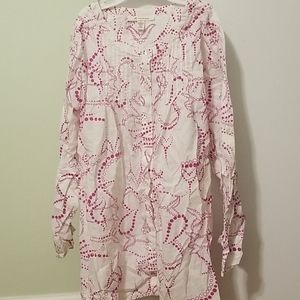 JM Collection white & purple blouse. Size 10. EUC.